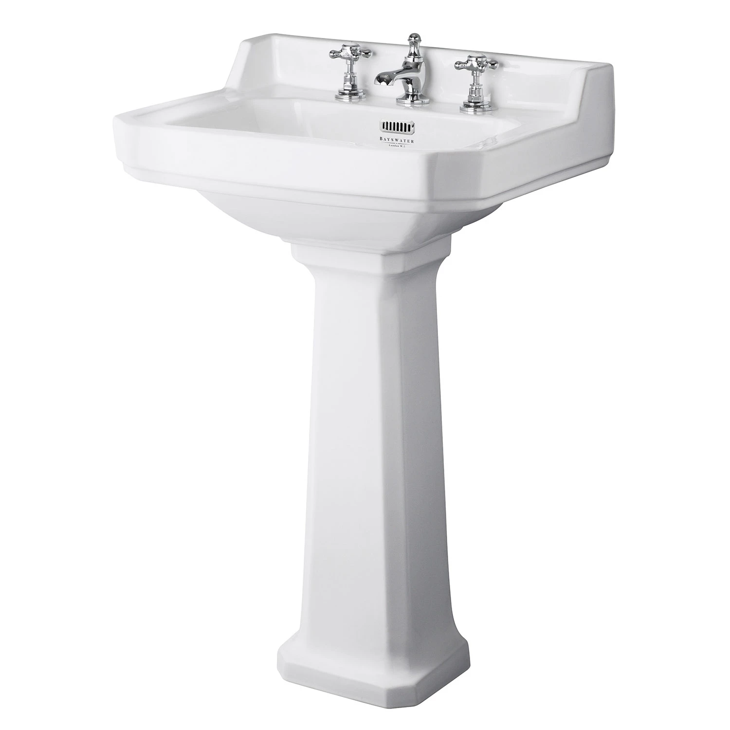 Bayswater Fitzroy Basin With Large Full Pedestal 595mm Wide 3 Tap Hole 3 Bayswater Fitzroy Basin With Large Full Pedestal 595mm Wide 3 Tap Hole