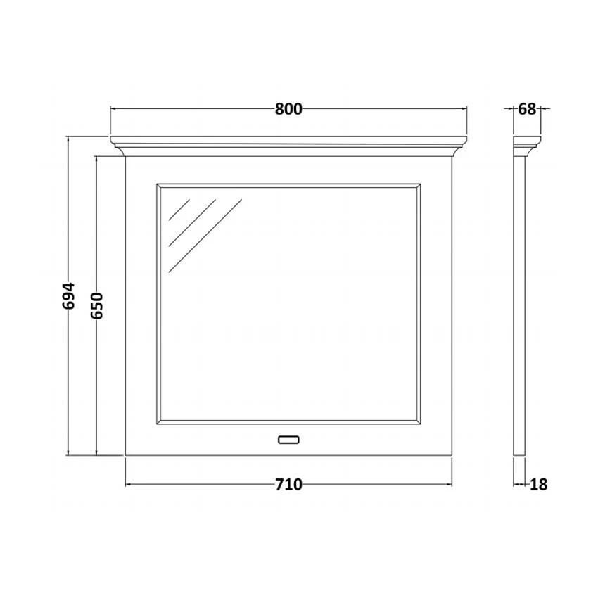 Bayswater Flat Bathroom Mirror 800mm Wide - Stiffkey Blue 3 Bayswater Flat Bathroom Mirror 800mm Wide - Stiffkey Blue