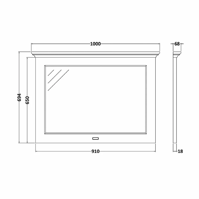 Bayswater Flat Bathroom Mirror 1000mm Wide - Plummett Grey 4 Bayswater Flat Bathroom Mirror 1000mm Wide - Plummett Grey - Image 2