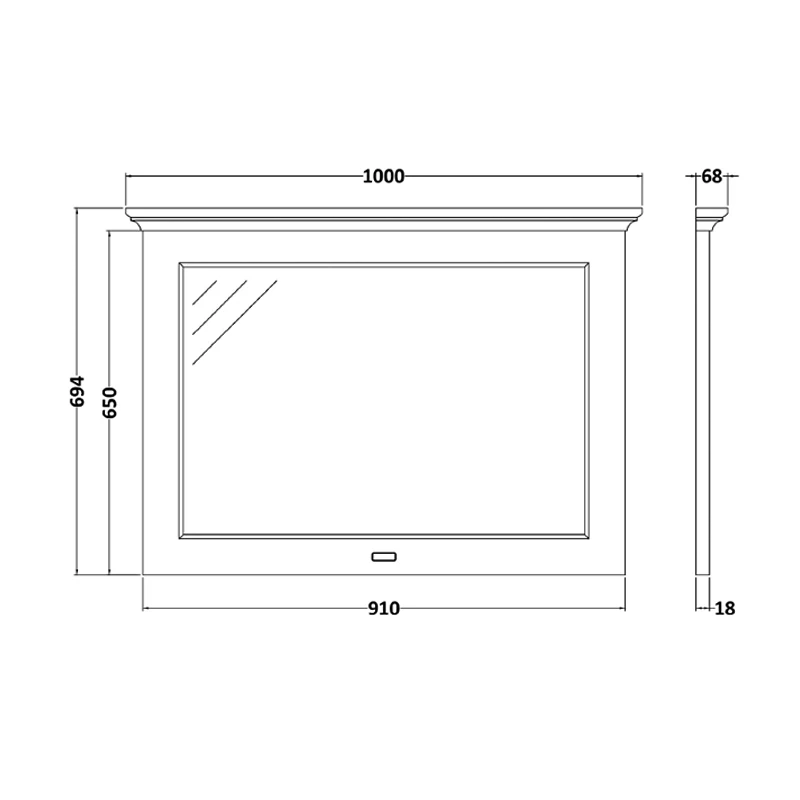 Bayswater Flat Bathroom Mirror 1000mm Wide - Matt Black 4 Bayswater Flat Bathroom Mirror 1000mm Wide - Matt Black - Image 2