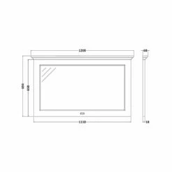 Bayswater Flat Bathroom Mirror 1200mm Wide - Plummett Grey