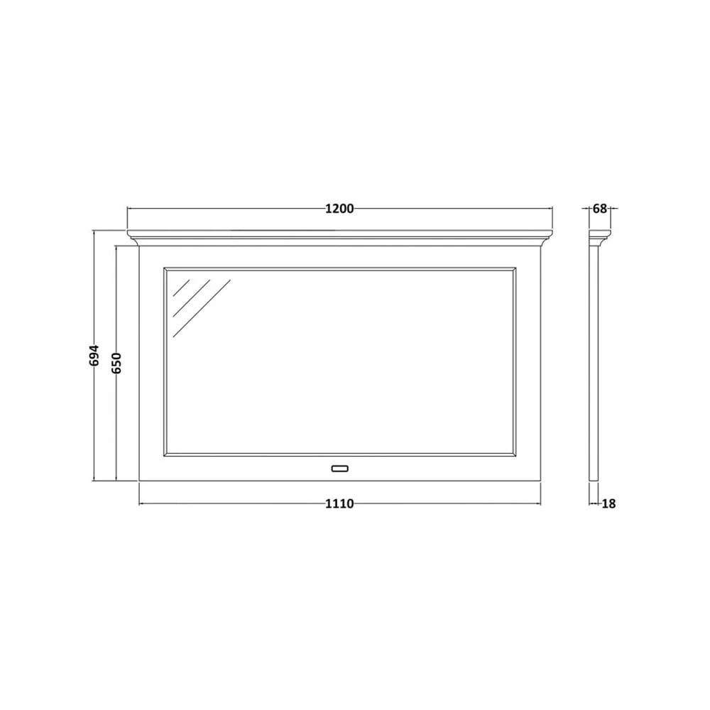 Bayswater Flat Bathroom Mirror 1200mm Wide - Plummett Grey 3 Bayswater Flat Bathroom Mirror 1200mm Wide - Plummett Grey