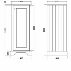 Bayswater Matt Black Tall Boy Storage Unit 465mm Wide