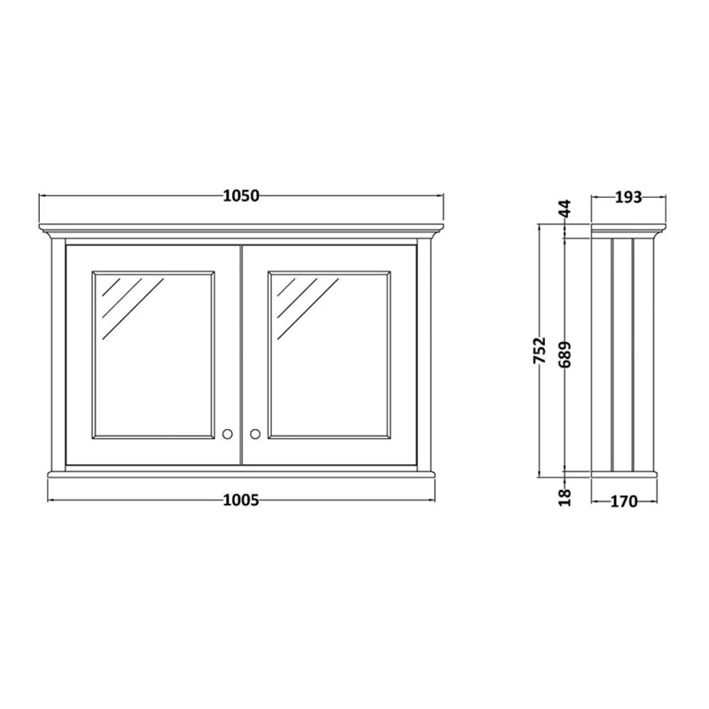 Bayswater Plummett Grey Bathroom Cabinet 750mm High X 1050mm Wide 4 Bayswater Plummett Grey Bathroom Cabinet 750mm High X 1050mm Wide - Image 2