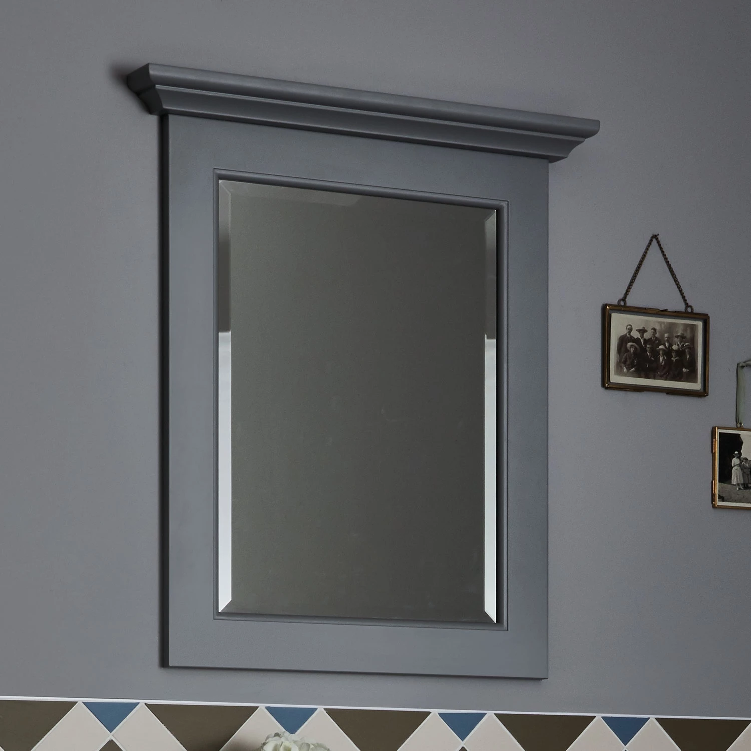 Bayswater Flat Bathroom Mirror 600mm Wide - Plummett Grey 4 Bayswater Flat Bathroom Mirror 600mm Wide - Plummett Grey - Image 2