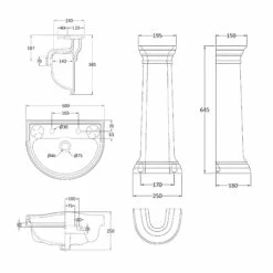 Bayswater Porchester Basin With Full Pedestal 500mm Wide 2 Tap Hole 12 Bayswater Porchester Basin With Full Pedestal 500mm Wide 2 Tap Hole -HEATANDPLUMB Sales bayswater porchester basin bayc105 bayc102 1 1