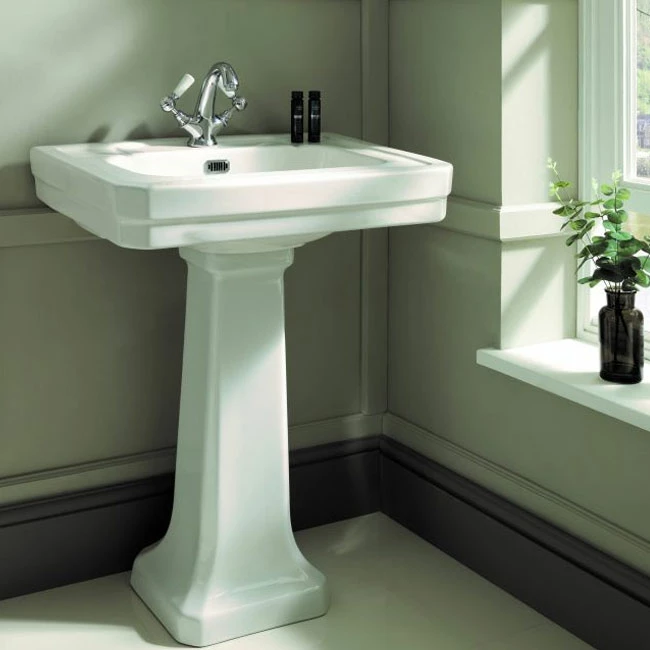 Bayswater Victrion Basin With Full Pedestal 640mm Wide - 1 Tap Hole 3 Bayswater Victrion Basin With Full Pedestal 640mm Wide - 1 Tap Hole