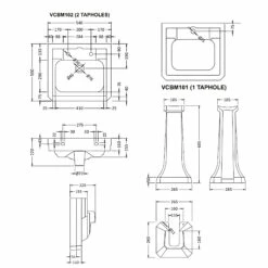Bayswater Victrion Basin With Full Pedestal 550mm Wide 1 Tap Hole 7 Bayswater Victrion Basin With Full Pedestal 550mm Wide 1 Tap Hole -HEATANDPLUMB Sales bayswater victrion basin vcbm101 vcpm002 3