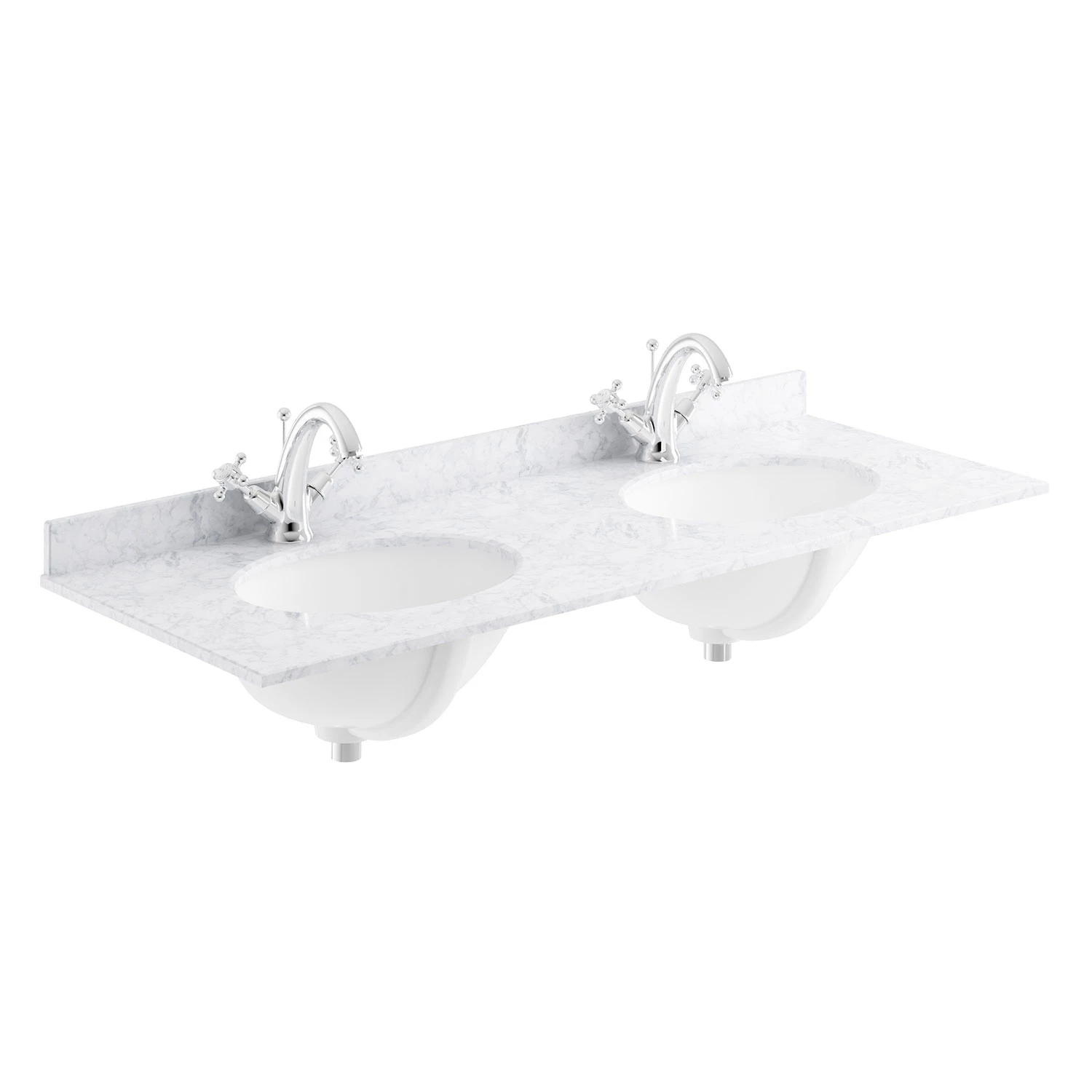Bayswater White Marble Top Furniture Double Basin 1200mm Wide 1 Tap Hole 4 Bayswater White Marble Top Furniture Double Basin 1200mm Wide 1 Tap Hole - Image 2