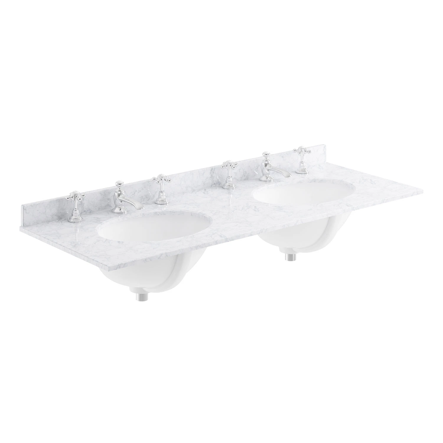 Bayswater White Marble Top Furniture Double Basin 1200mm Wide 3 Tap Hole 4 Bayswater White Marble Top Furniture Double Basin 1200mm Wide 3 Tap Hole - Image 2