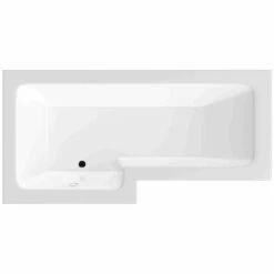 BC Designs Solidblue L-Shaped Shower Bath 1700mm X 700mm/850mm Left Handed - 0 Tap Hole