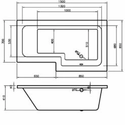 BC Designs Solidblue L-Shaped Shower Bath 1500mm X 700mm/850mm Right Handed - 0 Tap Hole 8 BC Designs Solidblue L-Shaped Shower Bath 1500mm X 700mm/850mm Right Handed - 0 Tap Hole -HEATANDPLUMB Sales bc designs solidblue bath bai014 3