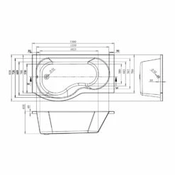 BC Designs Solidblue P-Shaped Shower Bath 1500mm X 700mm/850mm Left Handed - 0 Tap Hole