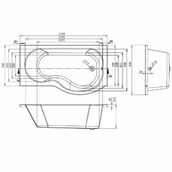 BC Designs Solidblue P-Shaped Shower Bath 1500mm X 700mm/850mm Right Handed - 0 Tap Hole