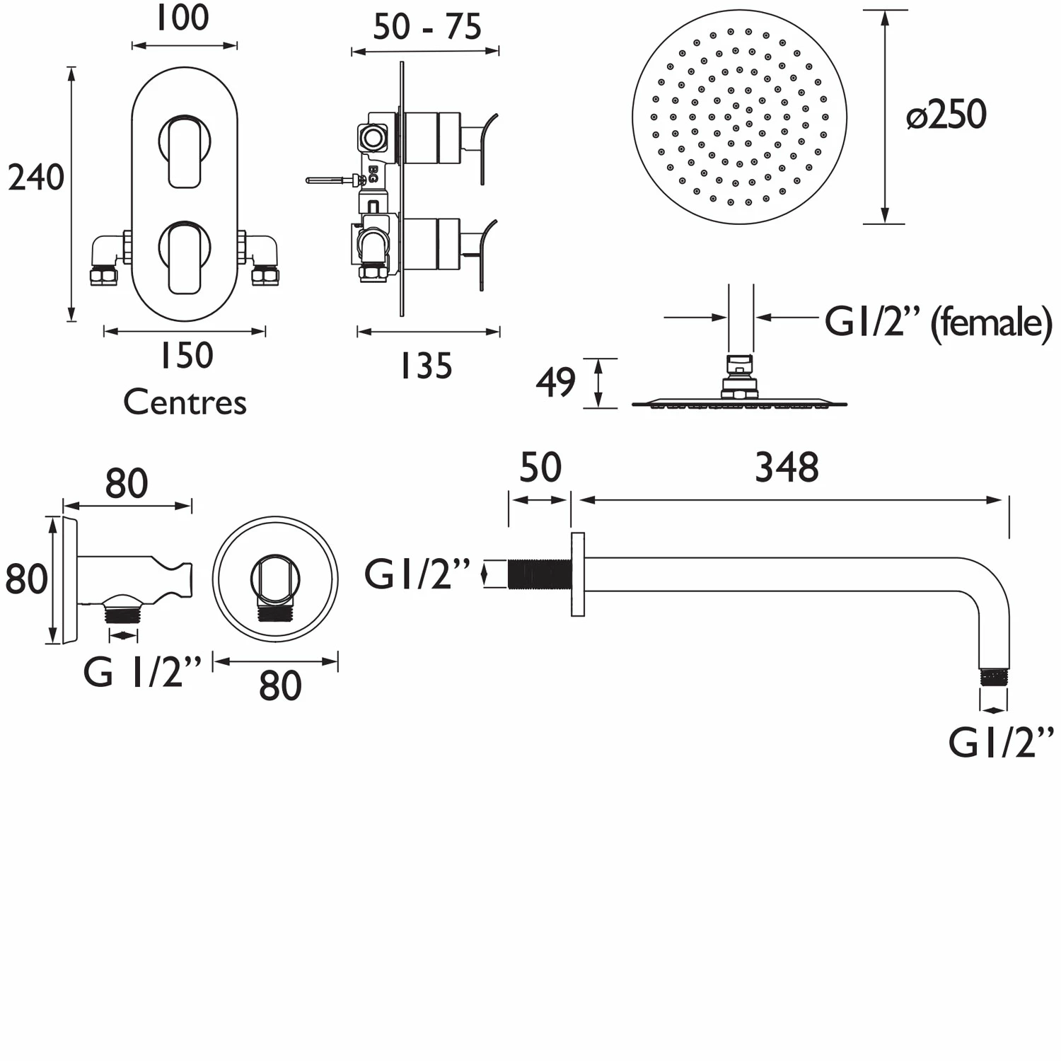 Bristan Alp Dual Concealed Mixer Shower With Shower Kit And Fixed Head 4 Bristan Alp Dual Concealed Mixer Shower With Shower Kit And Fixed Head - Image 2