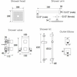 Bristan Cobalt Dual Concealed Mixer Shower With Shower Kit And Fixed Head