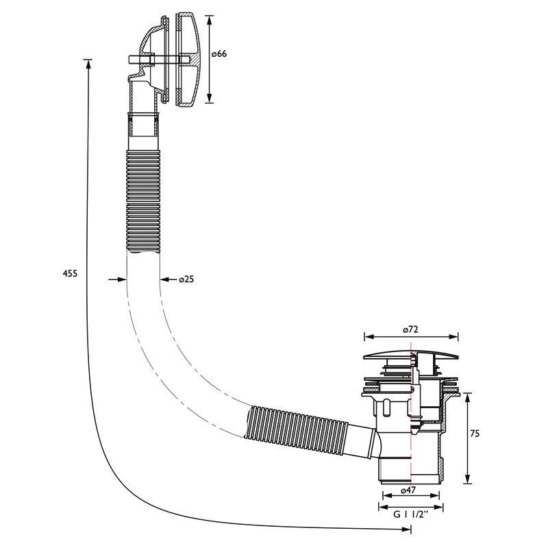 Bristan Round Push Button Bath Waste Chrome - Slotted 4 Bristan Round Push Button Bath Waste Chrome - Slotted - Image 2