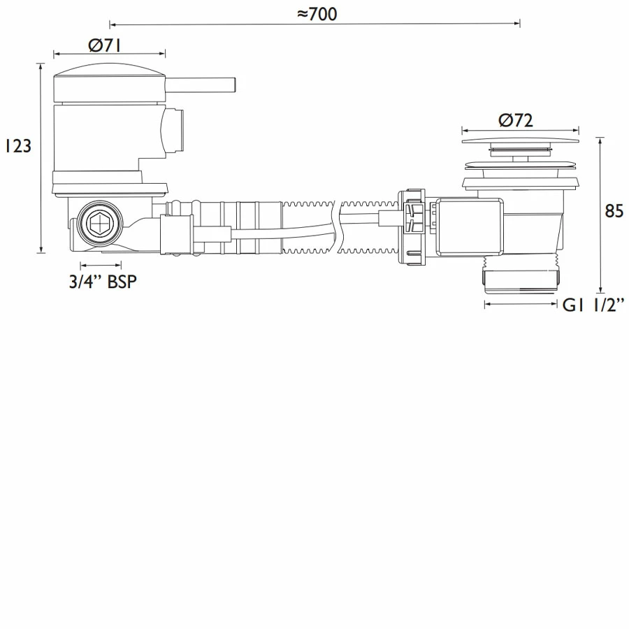 Bristan Free Flow Bath Filler With Pop Up Waste And Overflow Chrome - Slotted 4 Bristan Free Flow Bath Filler With Pop Up Waste And Overflow Chrome - Slotted - Image 2