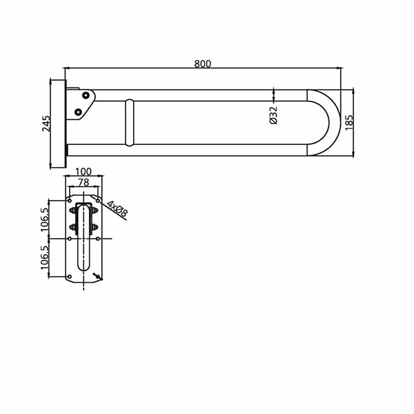 Bristan Aluminium Hinged Grab Rail 800mm Wide - DocM Blue 3 Bristan Aluminium Hinged Grab Rail 800mm Wide - DocM Blue