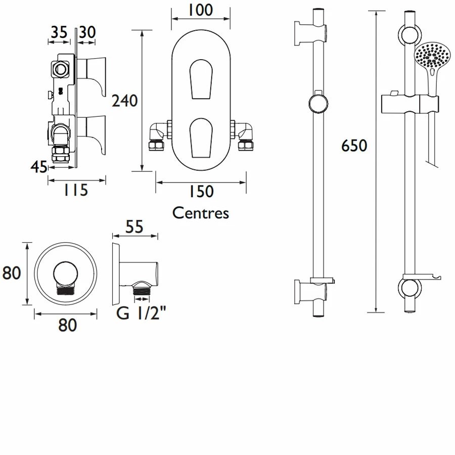 Bristan Hourglass Dual Concealed Mixer Shower With Shower Kit 9 Bristan Hourglass Dual Concealed Mixer Shower With Shower Kit - Image 7