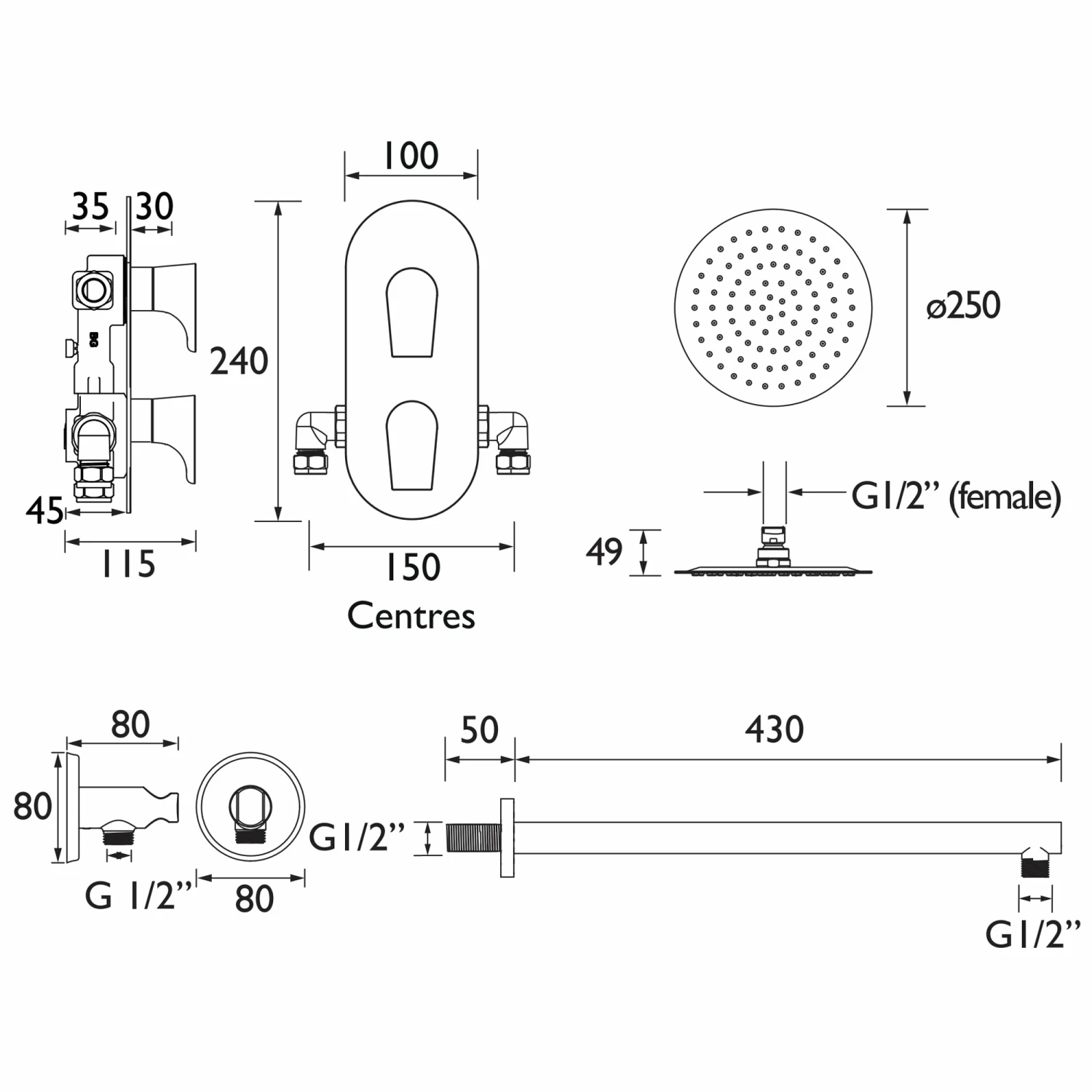 Bristan Hourglass Dual Concealed Mixer Shower With Shower Kit And Fixed Head 3 Bristan Hourglass Dual Concealed Mixer Shower With Shower Kit And Fixed Head