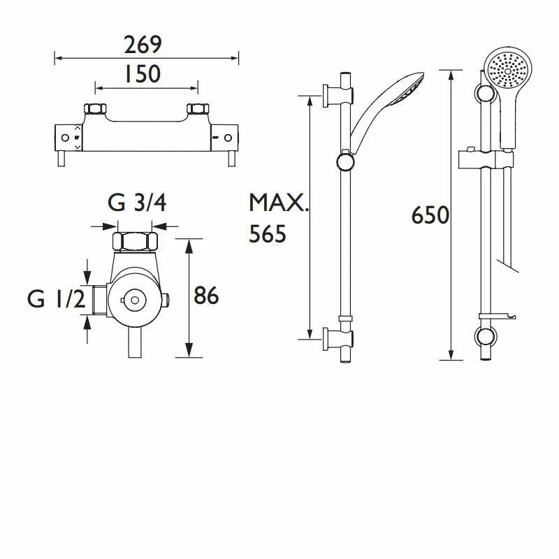 Bristan Prism FastFit Bar Mixer Shower With Shower Kit 5 Bristan Prism FastFit Bar Mixer Shower With Shower Kit - Image 3