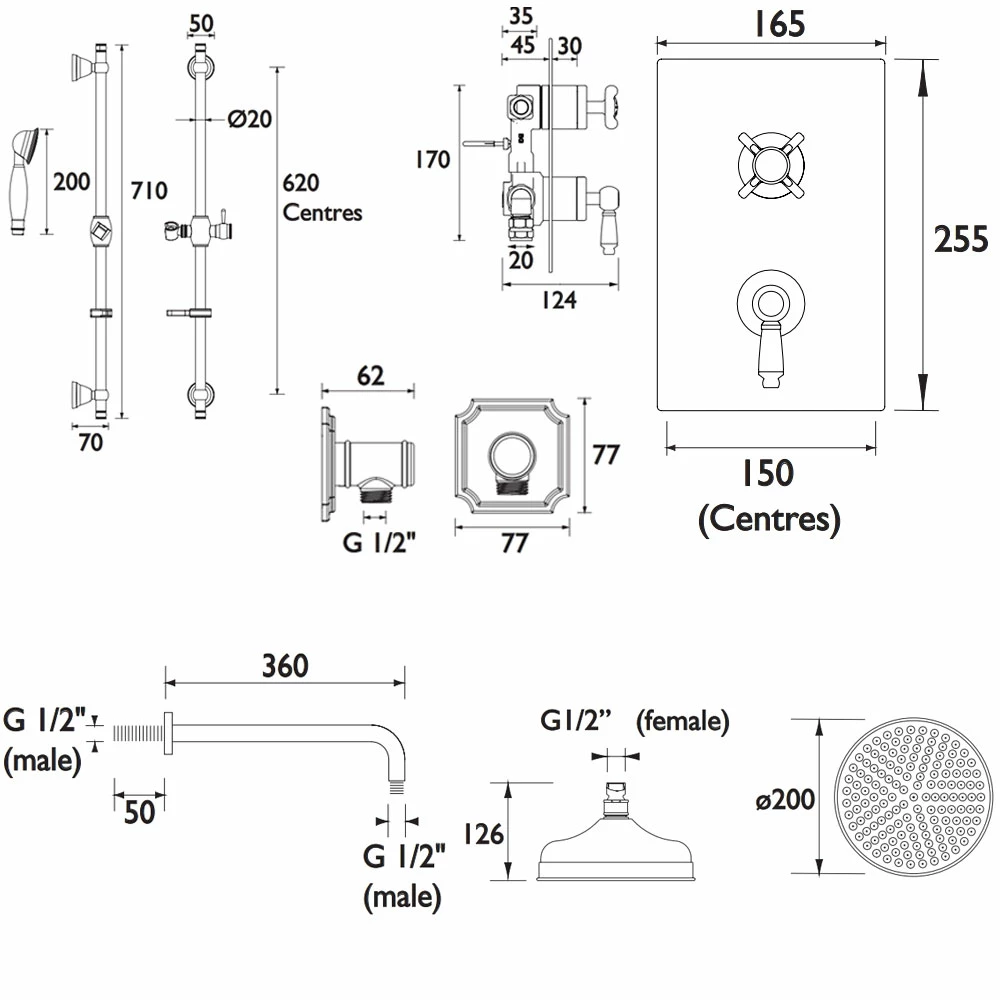 Bristan Renaissance Concealed Mixer Shower With Shower Kit And Fixed Head 4 Bristan Renaissance Concealed Mixer Shower With Shower Kit And Fixed Head - Image 2