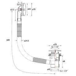 Bristan Round Bath Clicker Waste With Overflow Brushed Brass - Slotted