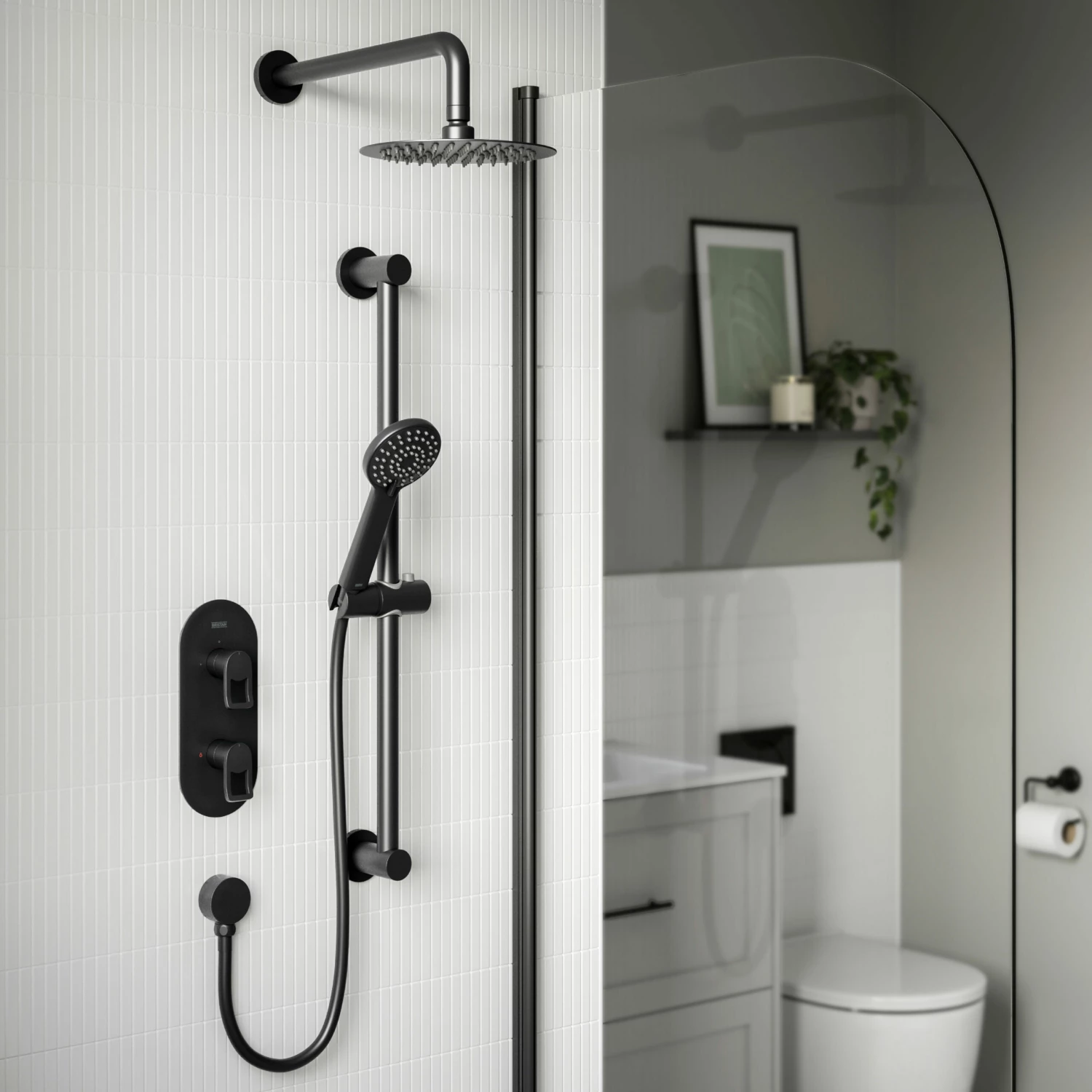 Bristan Saffron Dual Concealed Mixer Shower With Shower Kit And Fixed Head - Black 7 Bristan Saffron Dual Concealed Mixer Shower With Shower Kit And Fixed Head - Black - Image 5