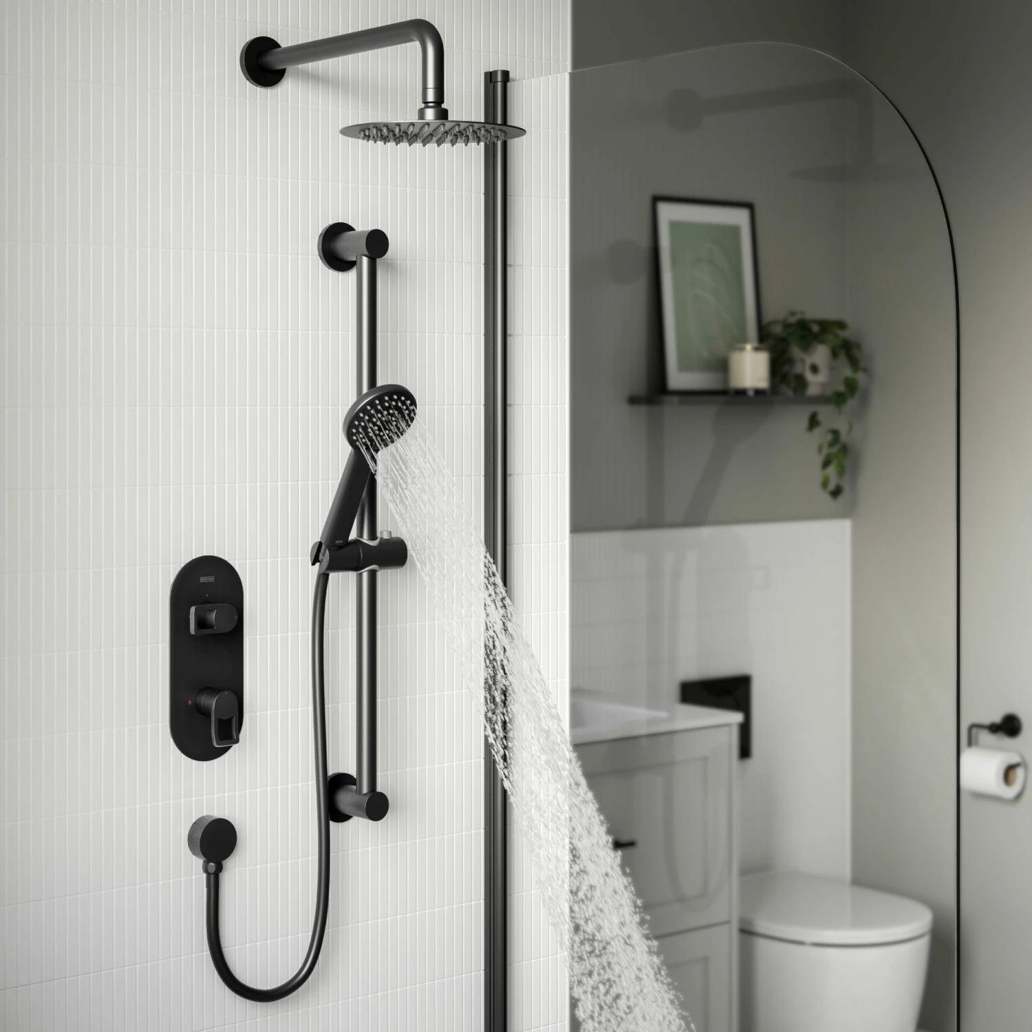 Bristan Saffron Dual Concealed Mixer Shower With Shower Kit And Fixed Head - Black 6 Bristan Saffron Dual Concealed Mixer Shower With Shower Kit And Fixed Head - Black - Image 4