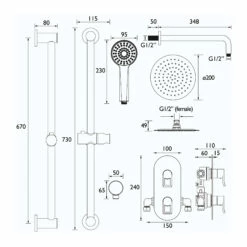 Bristan Saffron Dual Concealed Mixer Shower With Shower Kit And Fixed Head - Black
