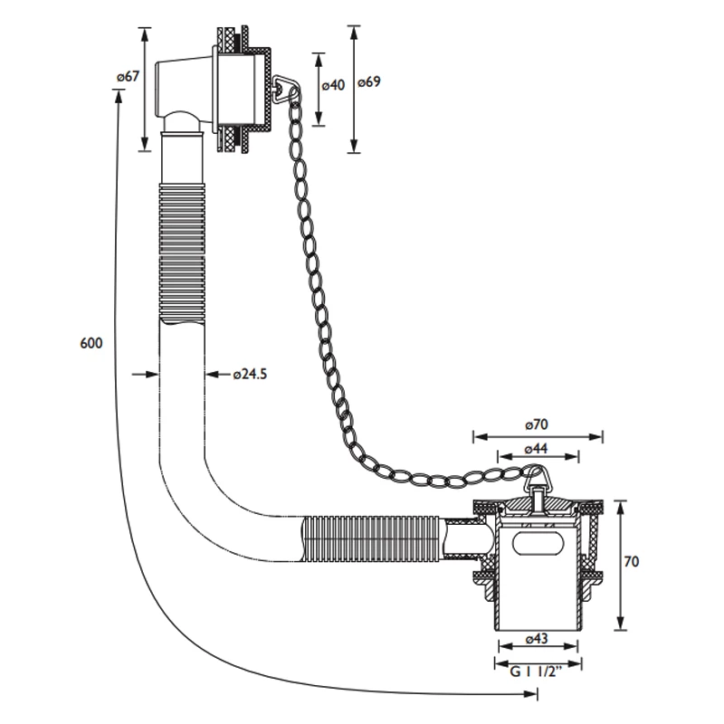 Bristan Traditional Bath Waste With Porcelain Plug Gold - Slotted 4 Bristan Traditional Bath Waste With Porcelain Plug Gold - Slotted - Image 2