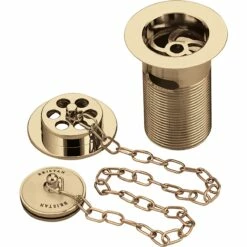 Bristan Traditional Bath Waste With Porcelain Plug Gold - Slotted