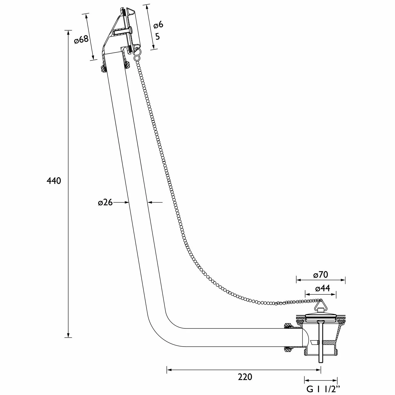 Bristan Traditional Exposed Bath Waste With Overflow - Chrome 4 Bristan Traditional Exposed Bath Waste With Overflow - Chrome - Image 2