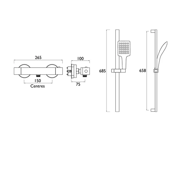 Bristan Vertico FastFit Bar Mixer Shower With Shower Kit 4 Bristan Vertico FastFit Bar Mixer Shower With Shower Kit - Image 2