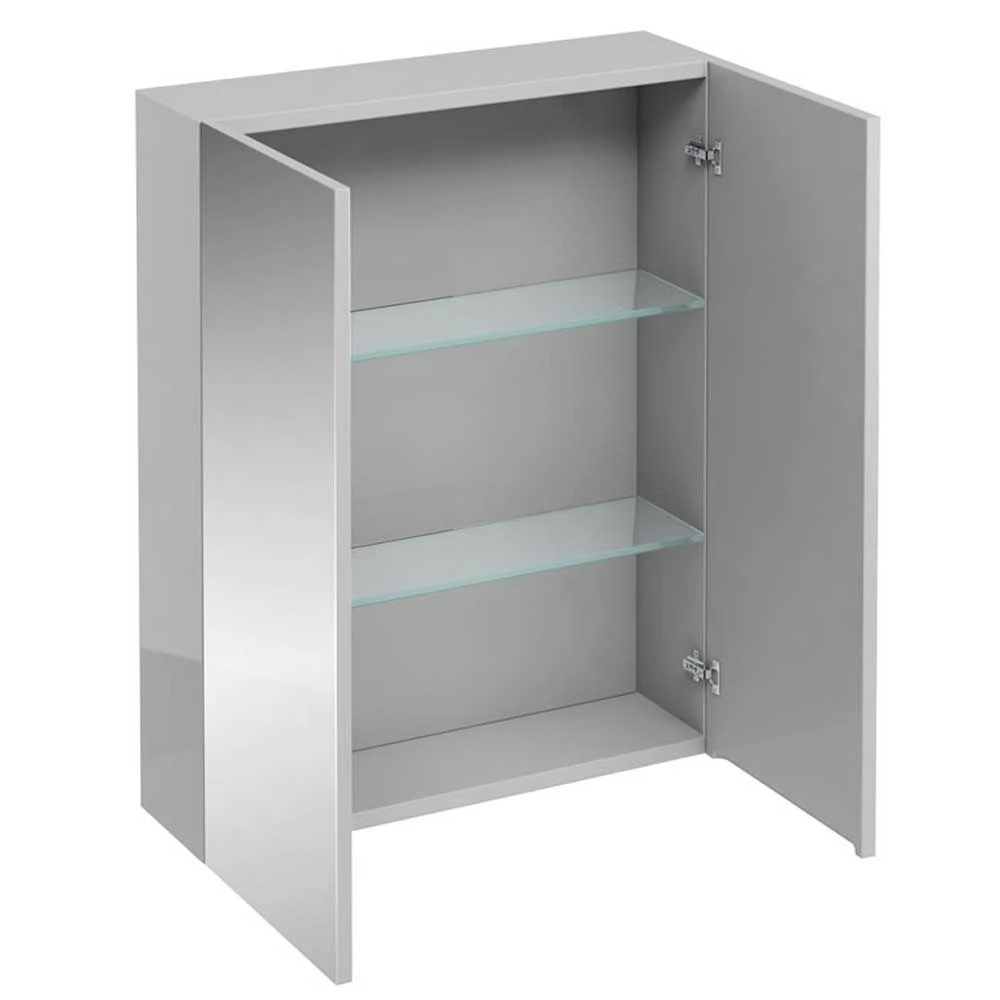 Britton 2-Doors Mirrored Bathroom Cabinet 750mm H X 600mm W - Light Grey 3 Britton 2-Doors Mirrored Bathroom Cabinet 750mm H X 600mm W - Light Grey