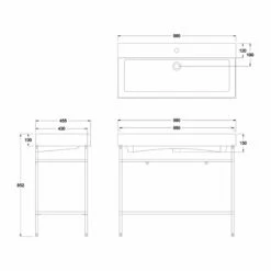 Britton Shoreditch Frame 1000mm Wide Basin With Polished Stainless Steel Washstand - 0TH