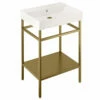 Britton Shoreditch Frame 600mm Wide Basin With Brushed Brass Washstand - 0TH 1 Britton Shoreditch Frame 600mm Wide Basin With Brushed Brass Washstand - 0TH -HEATANDPLUMB Sales britton shoreditch basin shr016nth frame201