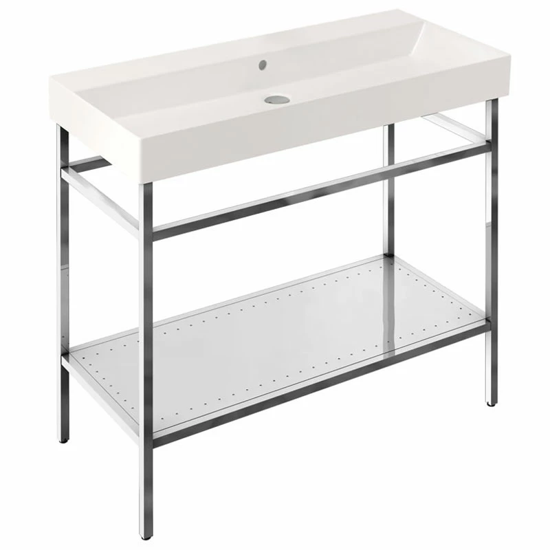 Britton Shoreditch Frame 1000mm Wide Basin With Polished Stainless Steel Washstand - 0TH 3 Britton Shoreditch Frame 1000mm Wide Basin With Polished Stainless Steel Washstand - 0TH - Image 2