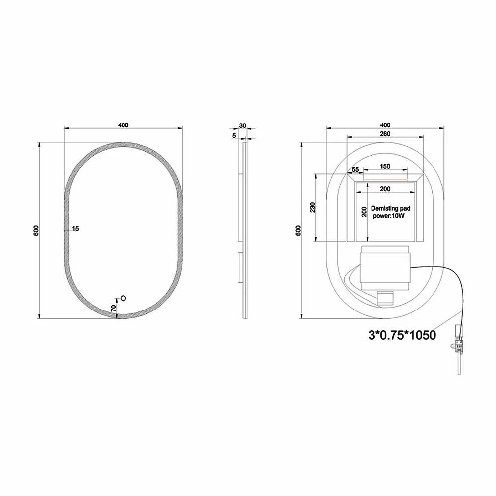 Britton Shoreditch Oblong LED Illuminated Bathroom Mirror 600mm H X 400mm W 4 Britton Shoreditch Oblong LED Illuminated Bathroom Mirror 600mm H X 400mm W - Image 2