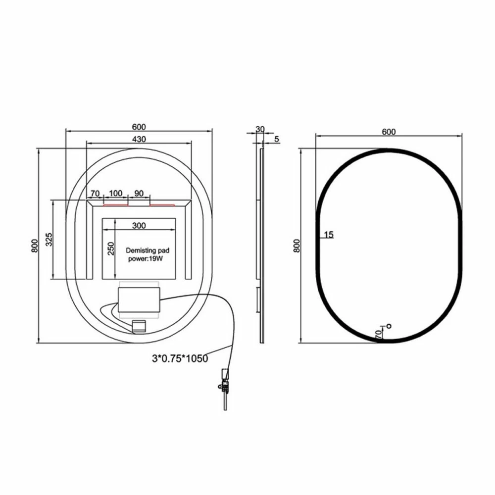 Britton Shoreditch Oblong LED Illuminated Bathroom Mirror 800mm H X 600mm W 4 Britton Shoreditch Oblong LED Illuminated Bathroom Mirror 800mm H X 600mm W - Image 2