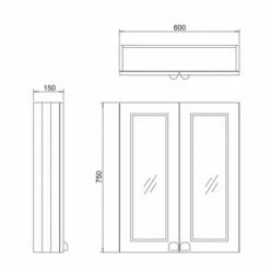 Burlington 60 Fitted 2-Door Mirror Wall Cabinet Unit 600mm Wide - Olive