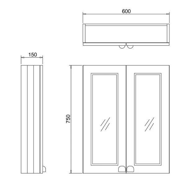 Burlington 60 Fitted 2-Door Mirror Wall Cabinet Unit 600mm Wide - Classic Grey 4 Burlington 60 Fitted 2-Door Mirror Wall Cabinet Unit 600mm Wide - Classic Grey - Image 2