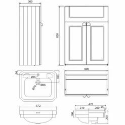 Burlington 60 Fitted Semi-Recessed Vanity Unit And 1TH Basin 600mm Wide Sand -HEATANDPLUMB Sales burlington 65 vanity unit f6bg b121th 2
