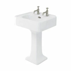 Burlington Arcade Basin 600mm Wide With Full Pedestal - 2 Tap Hole