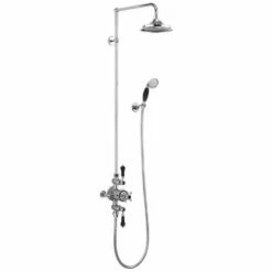 Burlington Avon Thermostatic Triple Exposed Mixer Shower With Shower Kit And 12 Inch Fixed Head - Black/Chrome