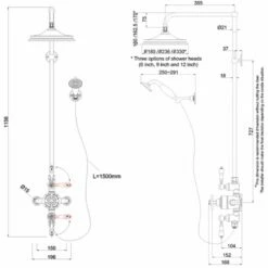Burlington Avon Thermostatic Triple Exposed Mixer Shower With Shower Kit And 6 Inch Fixed Head - Black/Chrome 11 Burlington Avon Thermostatic Triple Exposed Mixer Shower With Shower Kit And 6 Inch Fixed Head - Black/Chrome -HEATANDPLUMB Sales burlington avon complete mixer shower af3sbla v60 v21 4