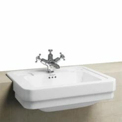 Burlington 60 Fitted Semi-Recessed Vanity Unit And 1TH Basin 600mm Wide Sand -HEATANDPLUMB Sales burlington bathroom suite bathroom suite bupk673