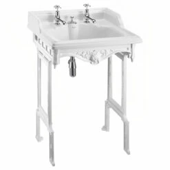 Burlington Classic Invisible Overflow Basin With White Wash Stand 650mm Wide 2 Tap Hole 7 Burlington Classic Invisible Overflow Basin With White Wash Stand 650mm Wide 2 Tap Hole -HEATANDPLUMB Sales burlington classic basin b14 t43whi 1