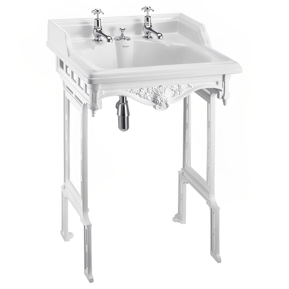 Burlington Classic Invisible Overflow Basin With White Wash Stand 650mm Wide 2 Tap Hole 5 Burlington Classic Invisible Overflow Basin With White Wash Stand 650mm Wide 2 Tap Hole - Image 3